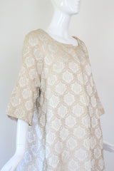 "Cream & Champagne" Vintage 1960's Cream & Champagne Matelasse Brocade Coat UK 10-14 US 6-10