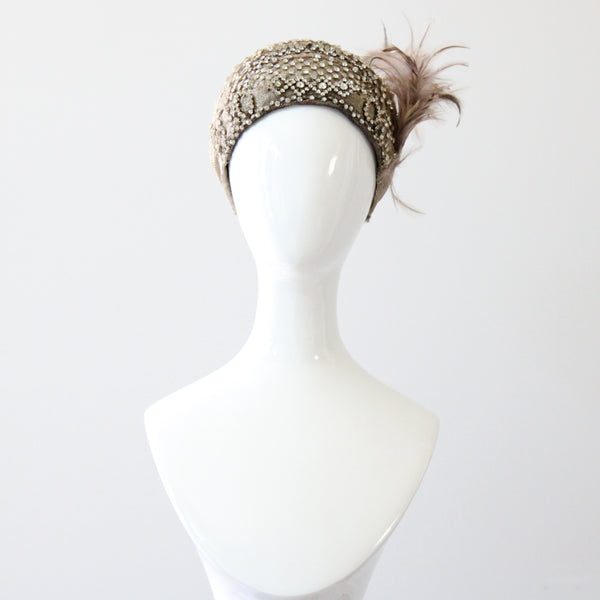 "Silver Rhinestones & Lamé" Vintage 1920's Lamé & Rhinestone Cloche Hat