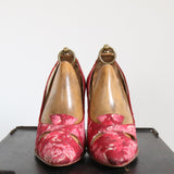 "Watercolour Pink" Vintage 1950's Pink Silk Watercolour Heels UK 5 US 7 EU 38