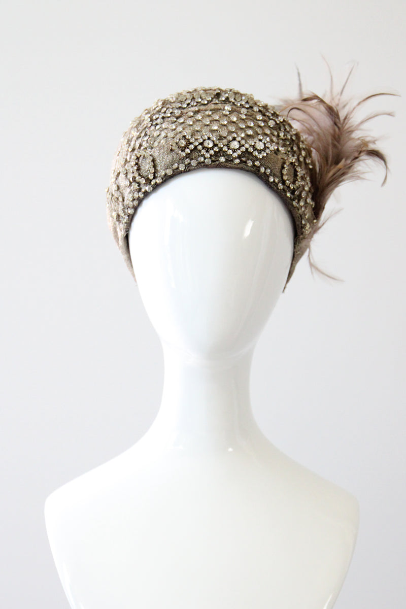 "Silver Rhinestones & Lamé" Vintage 1920's Lamé & Rhinestone Cloche Hat