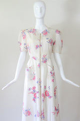 "Summer Florals" Vintage 1930's Rayon Floral Print Dress UK 10 US 6