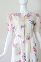 "Summer Florals" Vintage 1930's Rayon Floral Print Dress UK 10 US 6