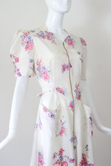 "Summer Florals" Vintage 1930's Rayon Floral Print Dress UK 10 US 6