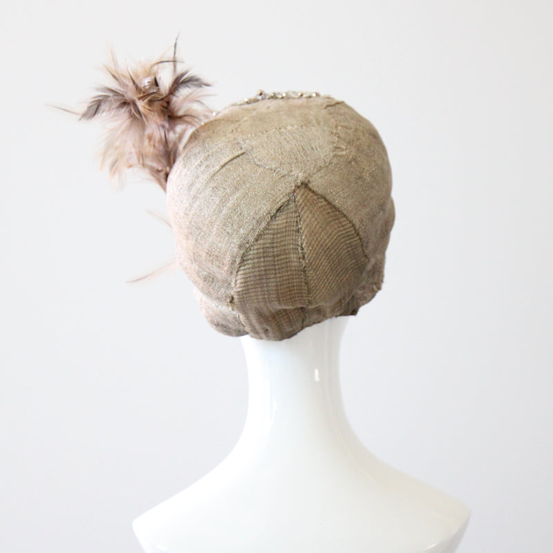"Silver Rhinestones & Lamé" Vintage 1920's Lamé & Rhinestone Cloche Hat