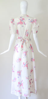 "Summer Florals" Vintage 1930's Rayon Floral Print Dress UK 10 US 6