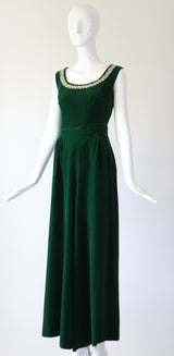 "Emerald Palazzo" Vintage 1960's Emerald Green Velvet Palazzo Trouser Set UK 10 US 6