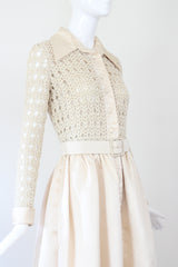"Cream Silk & Crochet" Vintage 1970's Cream Silk & Crochet Gown UK 8 US 4