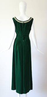 "Emerald Palazzo" Vintage 1960's Emerald Green Velvet Palazzo Trouser Set UK 10 US 6