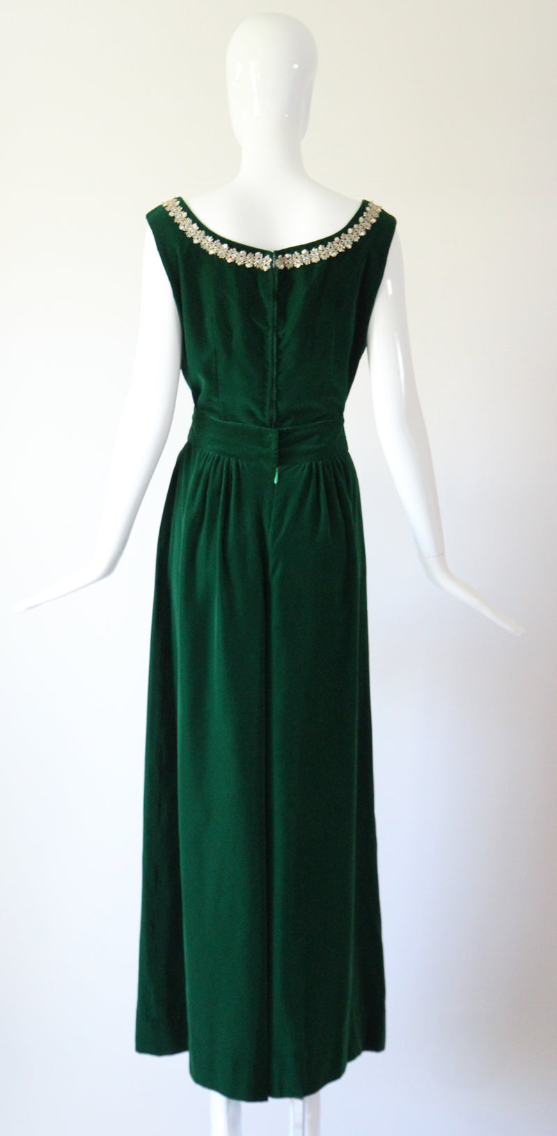 "Emerald Palazzo" Vintage 1960's Emerald Green Velvet Palazzo Trouser Set UK 10 US 6