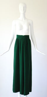 "Emerald Palazzo" Vintage 1960's Emerald Green Velvet Palazzo Trouser Set UK 10 US 6