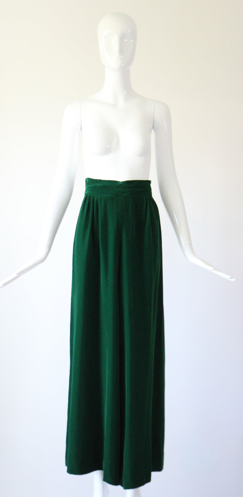 "Emerald Palazzo" Vintage 1960's Emerald Green Velvet Palazzo Trouser Set UK 10 US 6