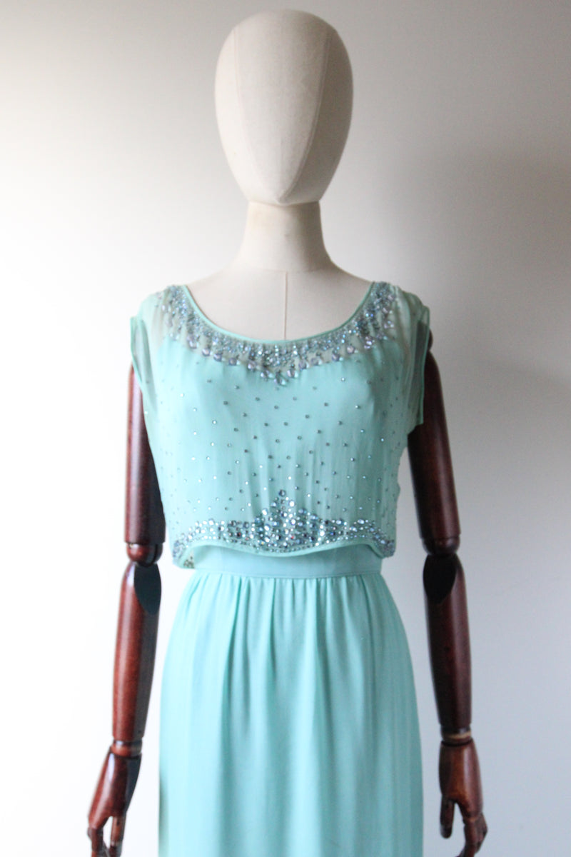 Tiffany Blue & Glass Droplets" Vintage 1960's Tiffany Blue Silk Chiff Willow Hilson Vintage Tiffany Blue & Glass Droplets" Vintage 1960's Tiffany Blue Silk Chiff Willow Hilson Vintage