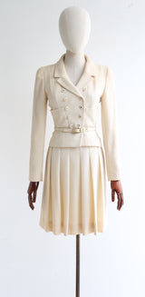 "Cream & Gold Chanel" Vintage Cream & Gold Chanel Skirt Suit UK 8 US 4