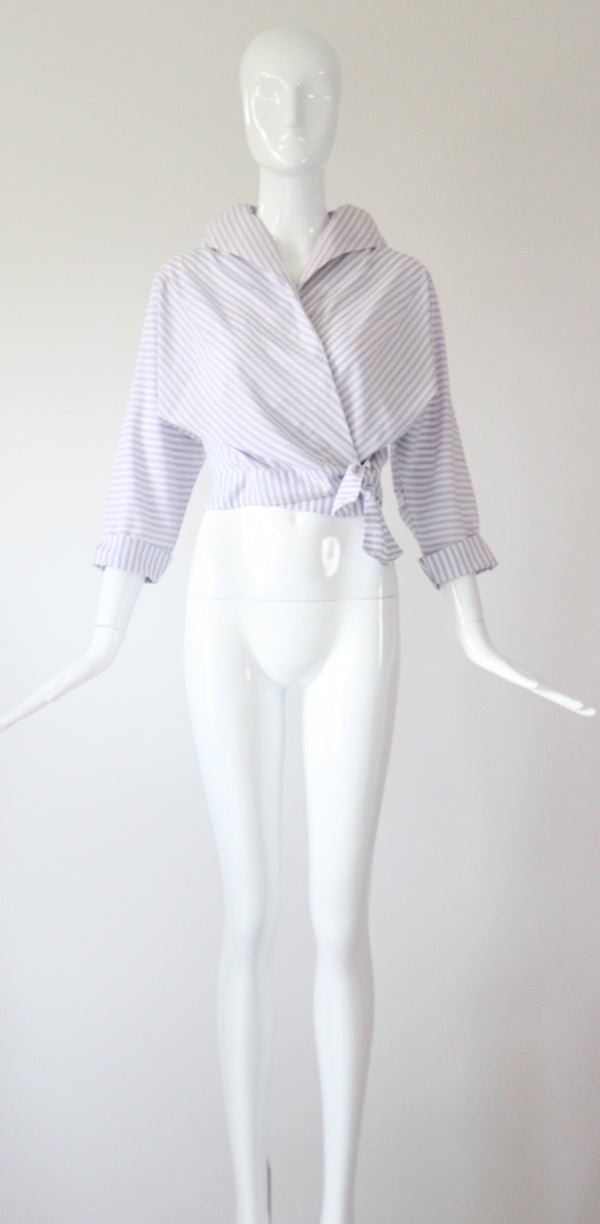 "Lilac Pinstripes" Vintage 1950's Cotton Pinstriped Shirt UK 10-12 US 6-8