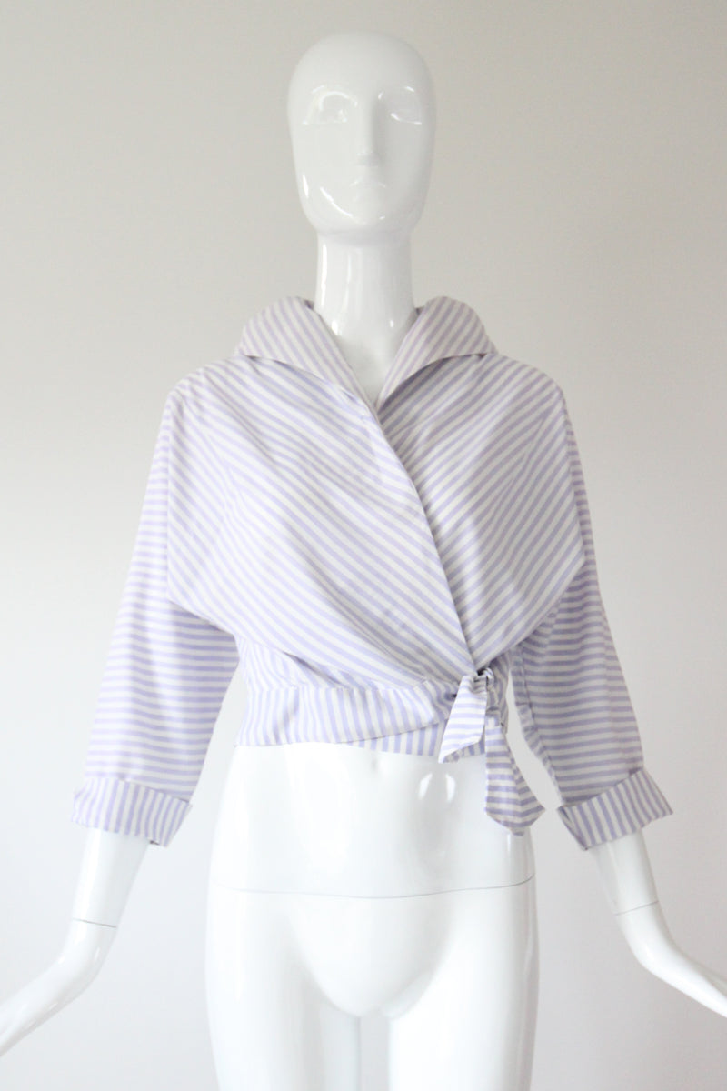 "Lilac Pinstripes" Vintage 1950's Cotton Pinstriped Shirt UK 10-12 US 6-8