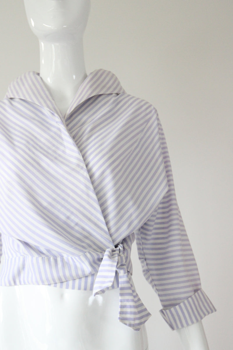 "Lilac Pinstripes" Vintage 1950's Cotton Pinstriped Shirt UK 10-12 US 6-8