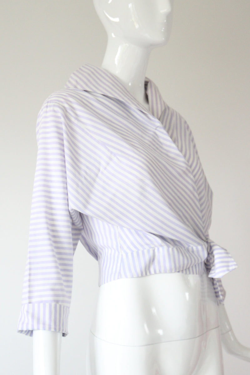"Lilac Pinstripes" Vintage 1950's Cotton Pinstriped Shirt UK 10-12 US 6-8