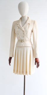 "Cream & Gold Chanel" Vintage Cream & Gold Chanel Skirt Suit UK 8 US 4