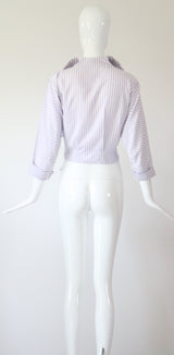 "Lilac Pinstripes" Vintage 1950's Cotton Pinstriped Shirt UK 10-12 US 6-8