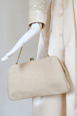 "Cream Silk" Vintage 1960's Cream Raw Silk Handbag