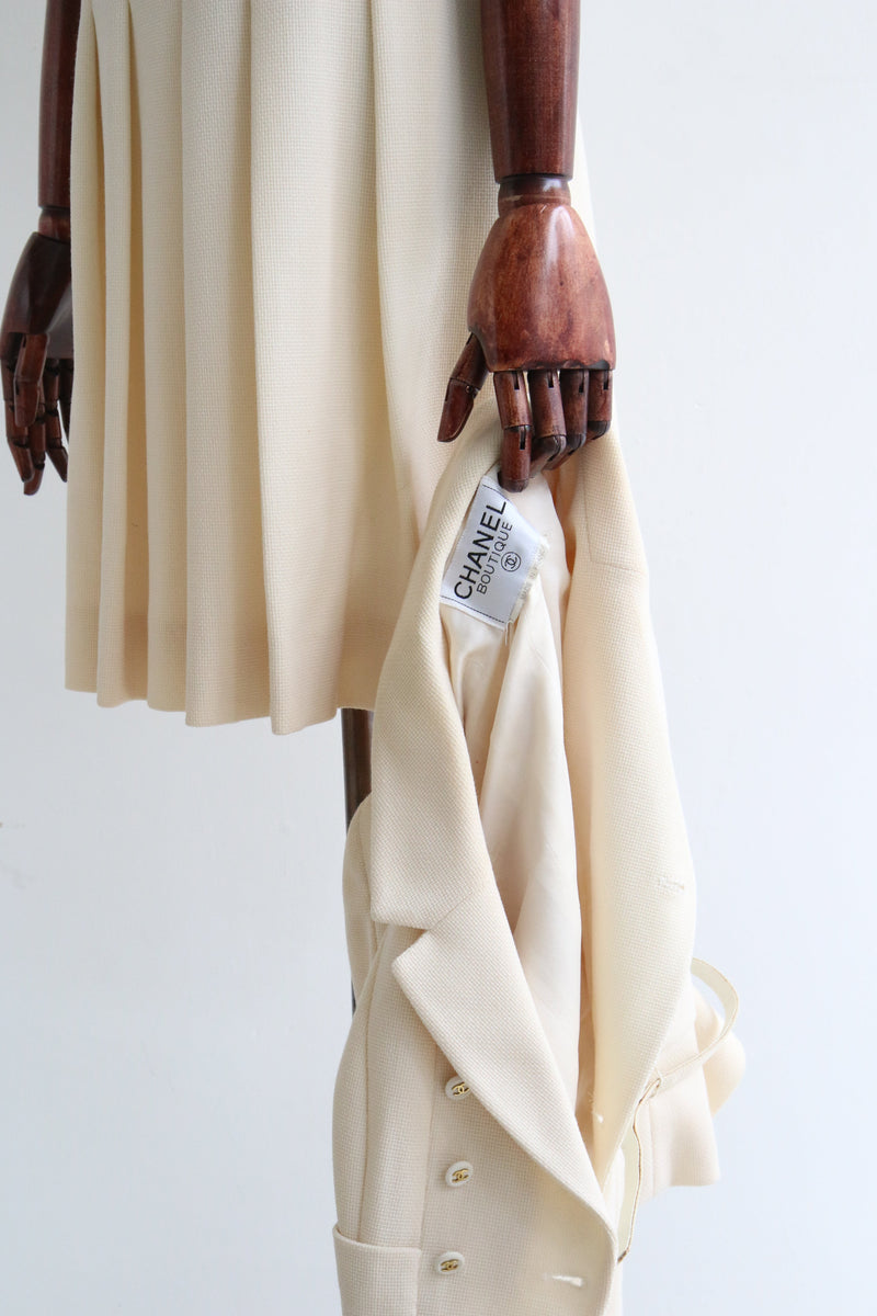 "Cream & Gold Chanel" Vintage Cream & Gold Chanel Skirt Suit UK 8 US 4