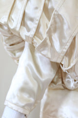 "Box Pleated Bishops" Vintage 1930's Couture Cream Rayon Bishop Sleeve Blouse UK 10 US 6