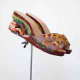 "Carved Pagodas" Vintage 1940's Carved Wooden Wedge Heels UK 6 EU 39 US 8
