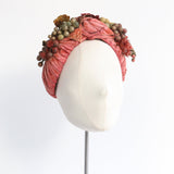 "Hattie Carnegie" Vintage 1940's Silk Pleated Hattie Carnegie Turban