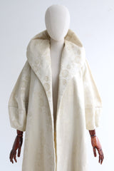 "Pearl Satin Brocade" Vintage 1950's Satin Brocade Swing Coat UK 10-14 US 6-10