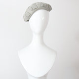 "Felt & Rhinestones" Vintage 1950's Dove Grey Felt & Rhinestone Leaf Appliqués Hat