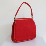 "Candy Apple Red" Vintage 1950's Red Wool Handbag