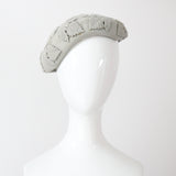 "Felt & Rhinestones" Vintage 1950's Dove Grey Felt & Rhinestone Leaf Appliqués Hat