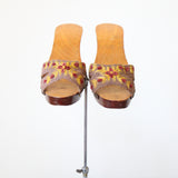 "Carved Pagodas" Vintage 1940's Carved Wooden Wedge Heels UK 6 EU 39 US 8
