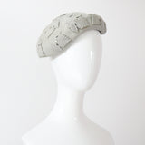 "Felt & Rhinestones" Vintage 1950's Dove Grey Felt & Rhinestone Leaf Appliqués Hat