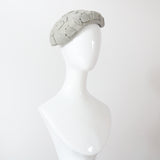 "Felt & Rhinestones" Vintage 1950's Dove Grey Felt & Rhinestone Leaf Appliqués Hat