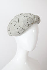 "Felt & Rhinestones" Vintage 1950's Dove Grey Felt & Rhinestone Leaf Appliqués Hat
