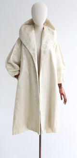 "Pearl Satin Brocade" Vintage 1950's Satin Brocade Swing Coat UK 10-14 US 6-10