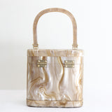 "Creme Caramel" Vintage 1950's Marbled Caramel Lucite Box Bag