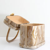 "Creme Caramel" Vintage 1950's Marbled Caramel Lucite Box Bag