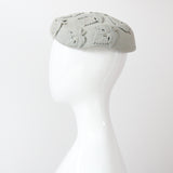 "Felt & Rhinestones" Vintage 1950's Dove Grey Felt & Rhinestone Leaf Appliqués Hat