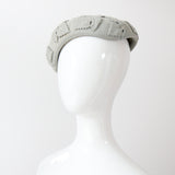"Felt & Rhinestones" Vintage 1950's Dove Grey Felt & Rhinestone Leaf Appliqués Hat