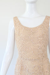 "Blush Beadwork & Lace" Vintage 1960's Blush Lace & Bead Embellished Gene Shelly Cocktail Dress UK 8 US 4