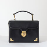 "En Marine" Vintage 1940's Navy Blue & Gold Hardware Top Handle Handbag