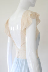 "Cream Lace Flutters" Vintage 1930's Pale Blue & Cream Lace Gown UK 8 US 4
