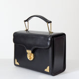 "En Marine" Vintage 1940's Navy Blue & Gold Hardware Top Handle Handbag