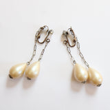 "Pearl Drops" Vintage 1940's Pearl Drop Clip on Earrings