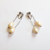 "Pearl Drops" Vintage 1940's Pearl Drop Clip on Earrings
