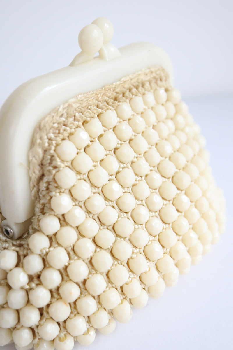 "Cream Beads" Vintage 1960's Cream Bead Clutch Bag