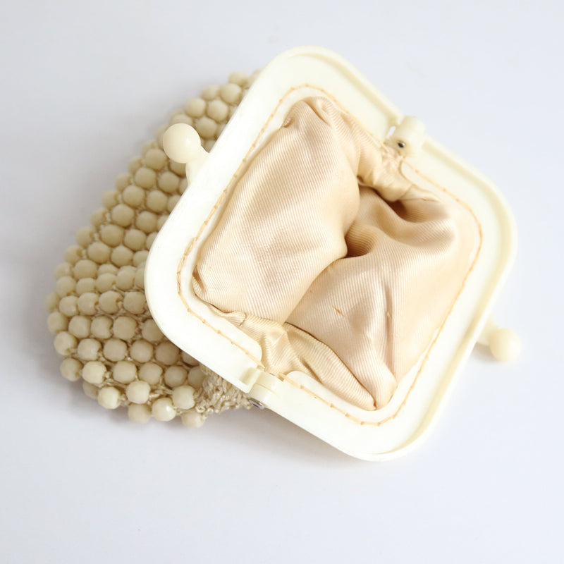 "Cream Beads" Vintage 1960's Cream Bead Clutch Bag