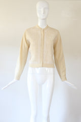 "Soutache & Cashmere" Vintage 1950's Cream Cashmere & Soutache Cardigan UK 12 US 8